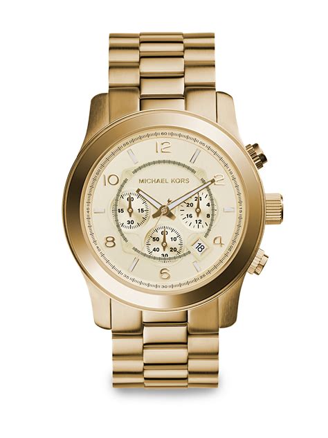 oversized runway michael kors logo watch gold tone|oversized runway white tone watch.